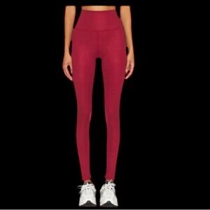 Beach Riot Women’s Piper Merlot Shine Red Shimmer Leggings Sz M